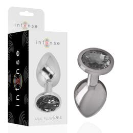 INTENSE - ALUMINUM METAL ANAL PLUG WITH BLACK CRYSTAL SIZE S 2